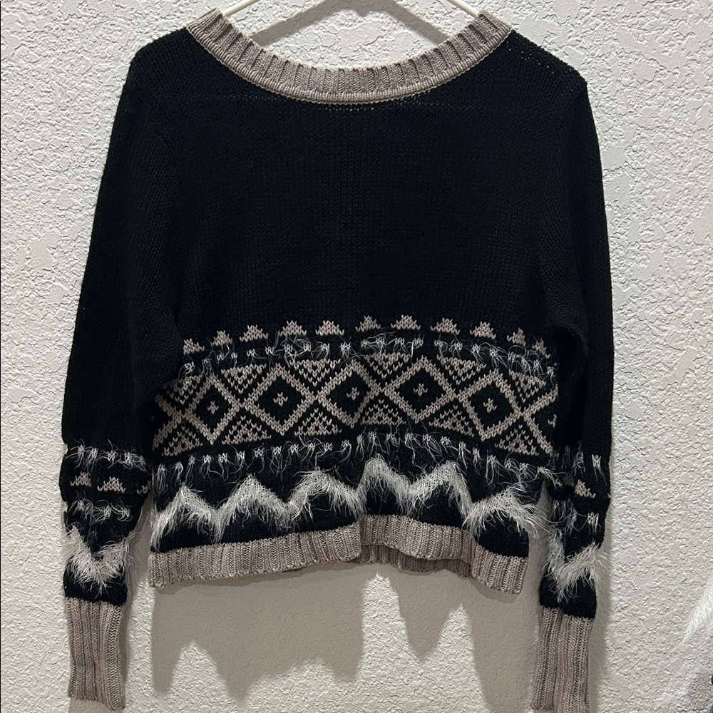 Rubbish Black and Gray Geometric Sweater